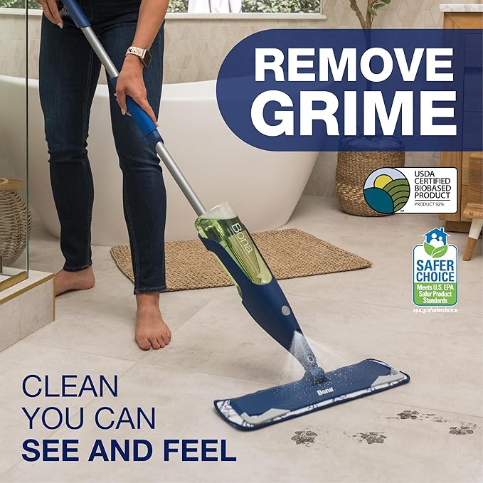 Bona Premium Motion Multi-Surface Floor Spray Mop - Includes Multi-Surface Floor Cleaning Solution and Machine Washable Microfiber Cleaning Pad - for Stone, Tile, Laminate, and Vinyl Floors