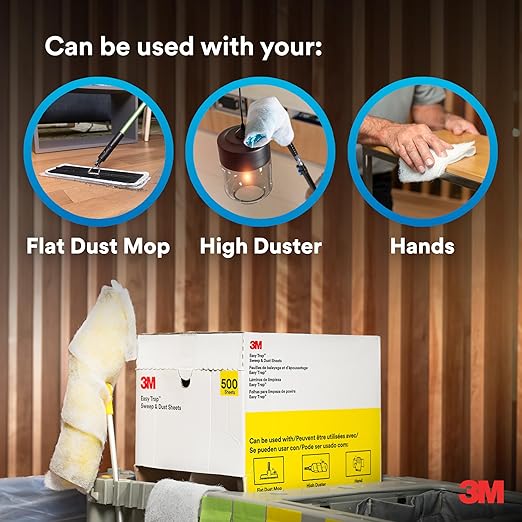 3M Easy Trap Sweep and Dust Sheets, 1 Roll of 60 8" x 6" Sheets, Disposable Easy Sweep Floor Duster, Picks Up 8x More Dirt, Dust, Sand, Hair, Works on Dry or Wet Surfaces, Hardwood Floors, 59152W