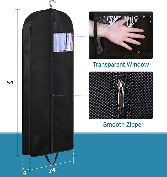 KIMBORA 54" Garment Bag for Travel, Gusseted Suit Bags for Men with Handle Garment Bags for Hanging Clothes Storage Suit Cover for Dress, Coats, Jackets, Shirts