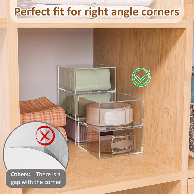 5 Layers Clear Square Acrylic Belt Organizer for Closet, Belt Holder for Accessories, Scarves, Ties, Jewelry, Bracelets-Space-Saving Storage Solution