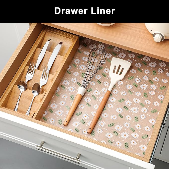 Cooyes Shelf Liner – Premium Non-Adhesive Cabinet & Drawer Liner for Kitchen – Waterproof Shelf Paper with Modern Pattern – Durable EVA Cabinet Mat – Easy to Cut （12" W x 120" L）
