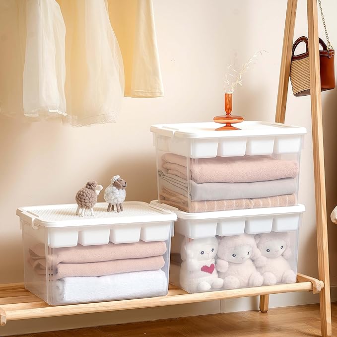 Citylife 32 QT Stackable Toy Storage with Building Baseplate Lid and Removable Tray Tool Box Organizer Storage Bins with Lids for Organizing Bead, Tool, Sewing