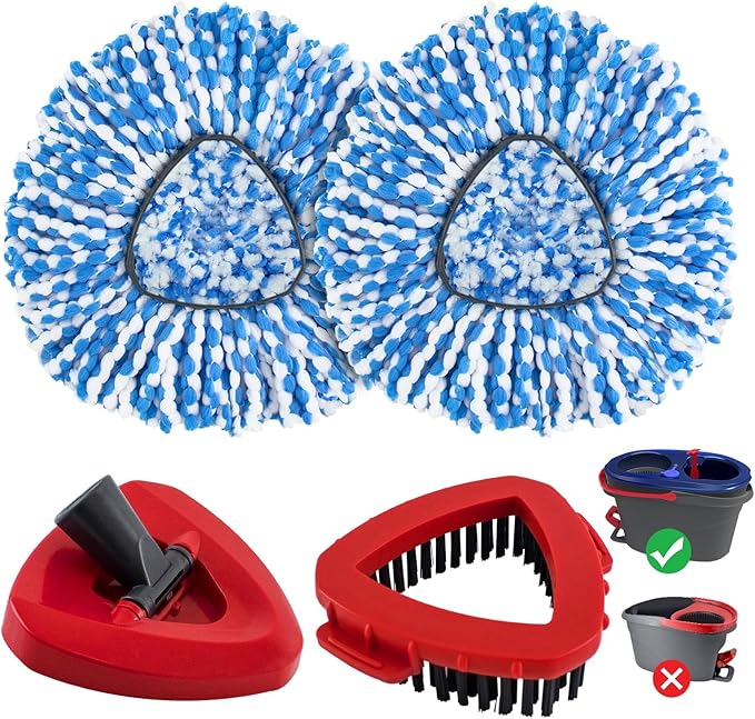 Mop Replacement Heads for O Cedar RinseClean 2 Tank System,2 Microfiber Mop Head Refills,1 Scrubber mophead and 1 Mops Base Combo Set for O-Cedar 2 Tank,MOp Replace Heads for Wet/Dry Floor Cleaning