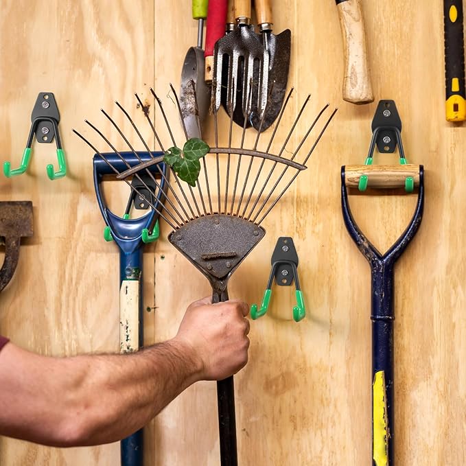Garage Hooks, 20-Pack Steel Garage Accessories for Organization and Storage, Heavy Wall Mount Duty Hooks with Anti-Slip Coating for Hanging Ladder, Bike, Power Tools and More Tools, Green