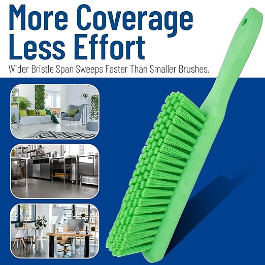 SPARTA Handheld Soft Counter Brush 8 Inch Bristle Span, Multi-Use Dust Brush with 5 Inch Handle for Tables, Countertops, and Delicate Surfaces, Polyester, Lime