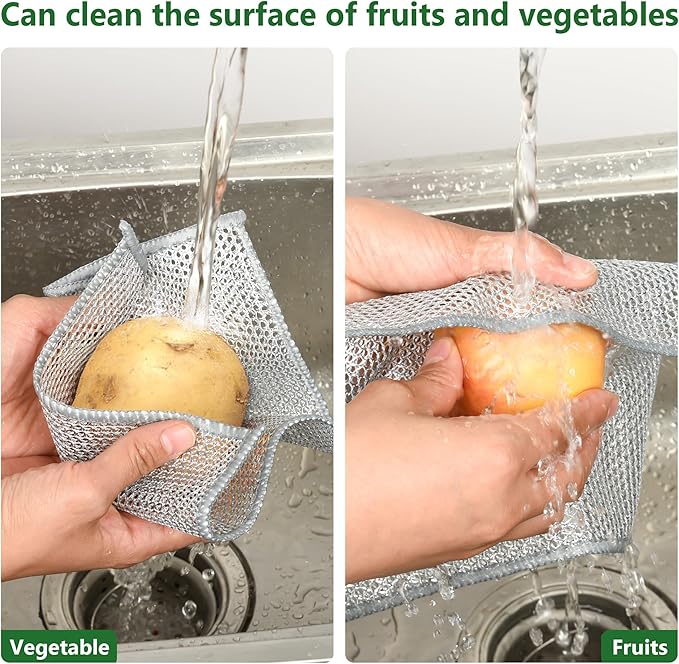 6PCS Double-Layer Wire Dishcloth, Non-Scratch Wire Dishwashing Rags, Multipurpose Wire Cleaning Cloths for Home/Kitchen(7.87''x7.87'')