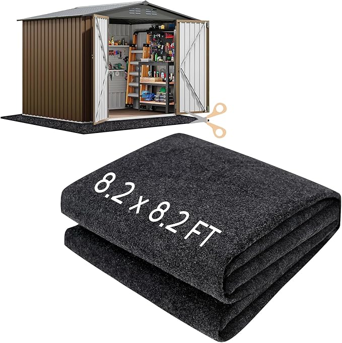 8.2 x 8.2 FT Outdoor Storage Shed Floor Mat Waterproof Garden Shed Flooring Mat Washable Carport Furniture Dustproof Anti-Slip Pad for Protect Shed Flooring from Wear - Tool Shed Not Include
