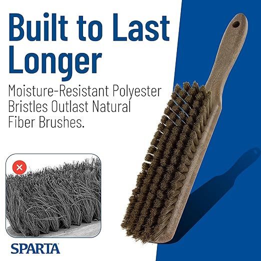 SPARTA Handheld Soft Counter Brush 8 Inch Bristle Span, Multi-Use Dust Brush with 5 Inch Handle for Tables, Countertops, and Delicate Surfaces, Polyester, Brown