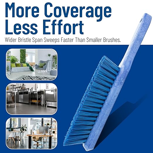 SPARTA Handheld Soft Counter Brush 8 Inch Bristle Span, Multi-Use Dust Brush with 5 Inch Handle for Tables, Countertops, and Delicate Surfaces, Polyester, Blue, (Pack of 6)