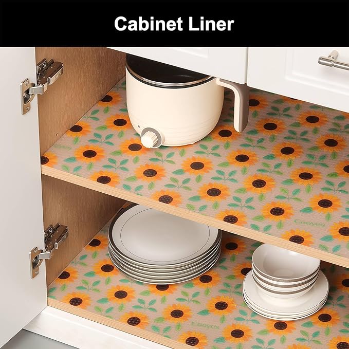 Cooyes Shelf Liner – Premium Non-Adhesive Cabinet & Drawer Liner for Kitchen – Waterproof Shelf Paper with Modern Pattern – Durable EVA Cabinet Mat – Easy to Cut （12" W x 360" L）