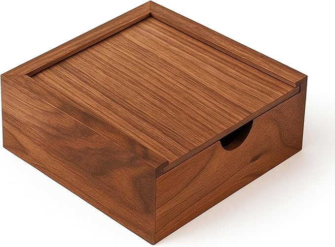 3.7" x 3.7" x 1.6" Walnut Jewelry Box for Rings, Earrings, Keepsakes | Wedding Gift, Elegant Present | Handcrafted Wood Box