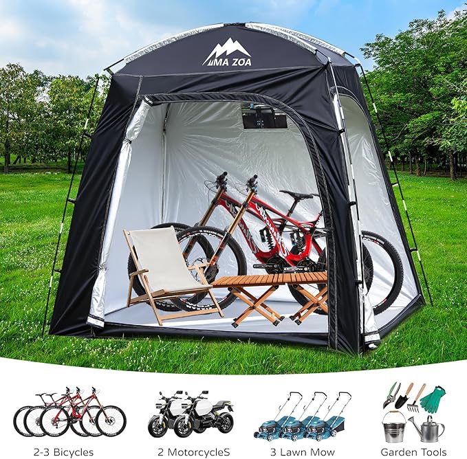 Bike Storage Tent, 82*52*71 In Outdoor Portable Storage Tent,Made of 210D Oxford Cloth PU4000mm Waterproof Fabric, Storage Shed for 2-4 bike, Motorcycles,Garden Tools,Lawn Mower,Various Tools