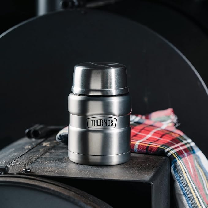 THERMOS Stainless King Vacuum-Insulated Food Jar with Spoon,16 Ounce,Matte Stainless Steel,(Pack of 4)