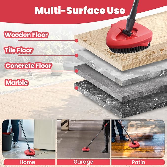 Spin Mop Replacement Mop Compatible with O Cedar 1 Tank System, 2 Microfiber Mop Heads Replacements, 58" Mop Replace Handle, 1 Scrub Brush Attachment and 1 Mop Base for Ocedar EasyWring Spin Mop