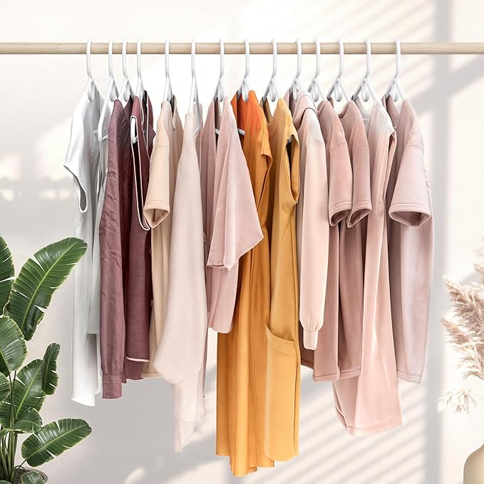NEATERIZE Ultra Heavy Duty Plastic Clothes Hangers - White - Durable Coat, Suit and Clothes Hanger. Perchas De Ropa (38 Pack - White)