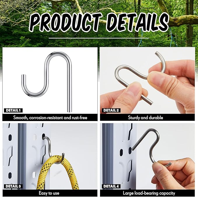 Blulu 10 Pcs 2'' Long Shed Hooks Shed Accessories Without Drilling Hole for Hanging Heavy Duty Individual Utility Hooks Universal Wall Mounted J Utility Hangers for Tools Shovels Rakes (Silver)