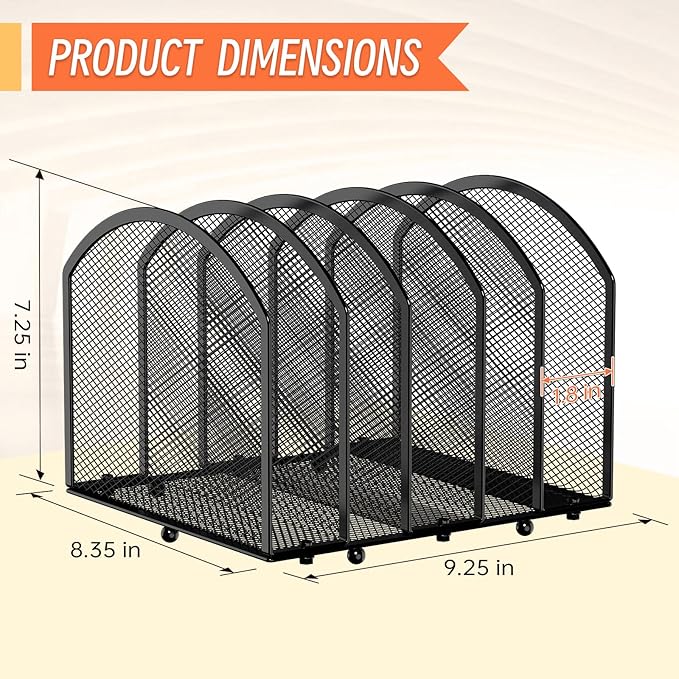 Desk File Organizer 5 Sections Desktop Organizer File Mail Sorter Office Organization File Folder Holder for Office School & Classroom (Black, 5 Section - 2Pack)