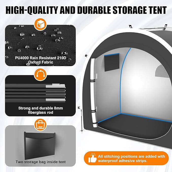 39.4" Larger Storage Shed Tent for Bike Motorcycle ebike eScooter Lawn Mower Outdoor Canopy Shelter Protection with Water Resistant Dustproof Windproof and Sunproof for RV Travel