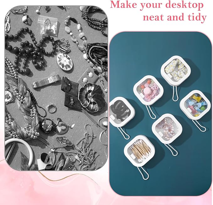 Prasacco 8 Pcs Hair Tie Container Hair Accessories Organizer Travel Portable Bobby Pin Holder Travel Qtip Case Cotton Swab Dispenser Girls Women Bathroom Storage Accessory