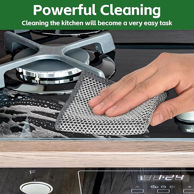 6Pack Double-Side Non-Scratch Wire Dishcloth, Upgrade Wire Mesh Cleaning Cloths, Soft Multipurpose Wire Dishwashing Rags,Quick Dry,Lint Free for Home/Kitchen(7.87''x7.87'') - Blue