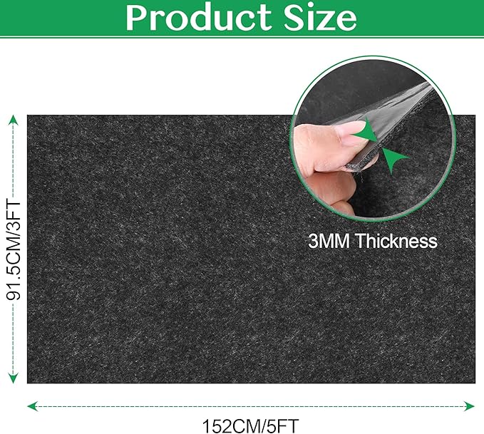 ToLanbbt Outdoor Storage Shed Floor Mat, 5 x 3 FT Waterproof Carport Mat, Washable Furniture Pad with Non Slip Backing for Dust, Oil, Protection, Storage Shed Not Included