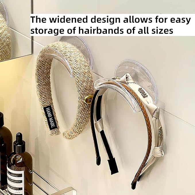 4 Pack Acrylic Headband Holder,Wall Mounted Hair Tie Organizer, Punch-Free Sticky Hair Tie Holder, Girls and Women Transparent Acrylic Hair Accessories Headband Organizer