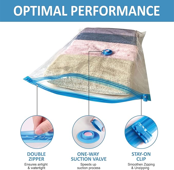 20 Pack Vacuum Storage Bags, Space Saver Vacuum Storage Bags, Vacuum Seal Bags for Clothing, Comfoters, Pillows, Blanket, Bedding