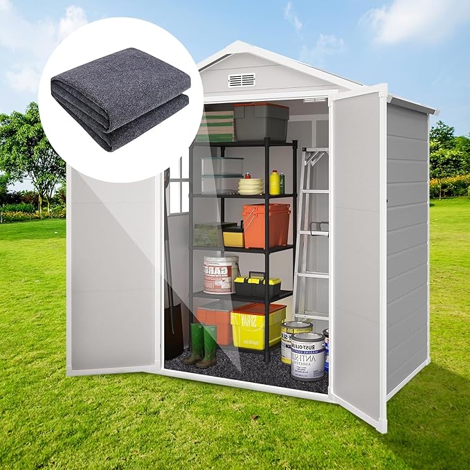 6 x 4 FT Outdoor Storage Shed Floor Mat Waterproof Garden Shed Flooring Mat Washable Carport Furniture Dustproof Anti-Slip Pad for Protect Shed Flooring from Wear - Tool Shed Not Include