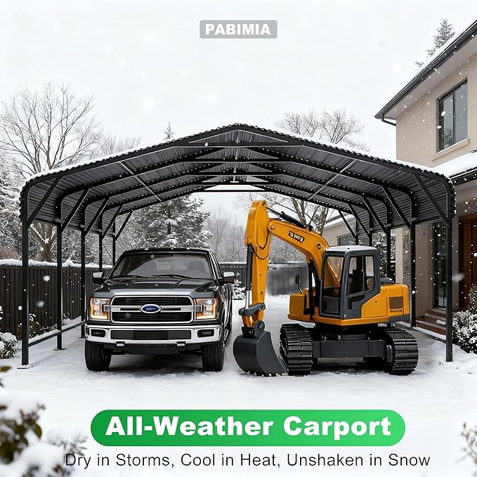20x20 FT Heavy-Duty Metal Carport, Outdoor Galvanized Steel Shelter for Pickup Trucks, Motorcycles, Boats, Cars & Tractors