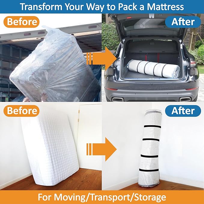 Storage Logic King/Cal-King Foam Mattress Vacuum Bag for Moving, Storage, Vacuum Seal Mattress Bag with Straps