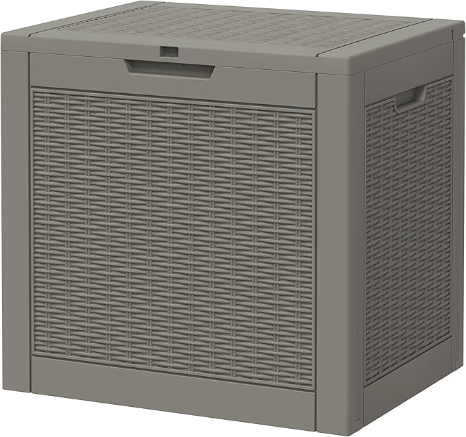 NUNU LAB 30 Gallon Outdoor Storage Box Waterproof, Outside Package Delivery Deck Boxes with Lockable Lid, Backyard Storage Bin For Garden Tools, Patio Cushions Accessories, Gray