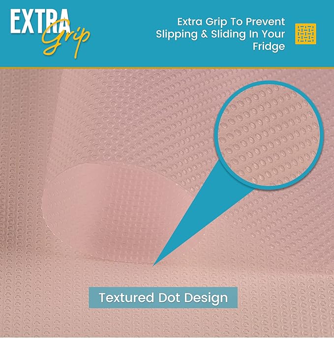 Refrigerator Liners for Shelves (12 Pack) by Linda’s Essentials - Non-Adhesive Shelf or Drawer Liner, BPA-Free Fridge Mats for Kitchen & Cabinets, Easy to Clean, Ideal Household Essentials (Pink)