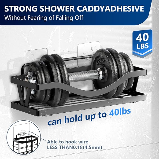Shower Caddy Adhesive Single Hooks for Replacement, Shower Holder Organizer Self Adhesive Wall Hooks for Bathroom Corner Shelf Basket Soap Dish (Transparent-14Pack 1 Hooks)