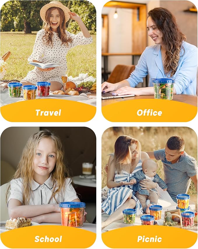12 Pack-24 oz Freezer Storage Containers, Plastic Food Storage Containers with Twist Top Lids, BPA Free and Reusable Soup Containers with Lids, Leakproof/Microwave/Dishwasher Safe