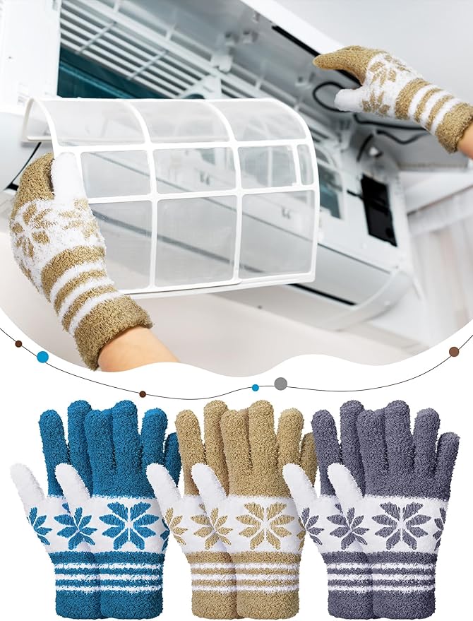Patelai 3 Pairs Microfiber Plant Dusting Gloves Leaf Cleaning Gloves for Indoor Plants, Blinds, Furniture, House(Gray, Dark Blue, Khaki, White,Large)