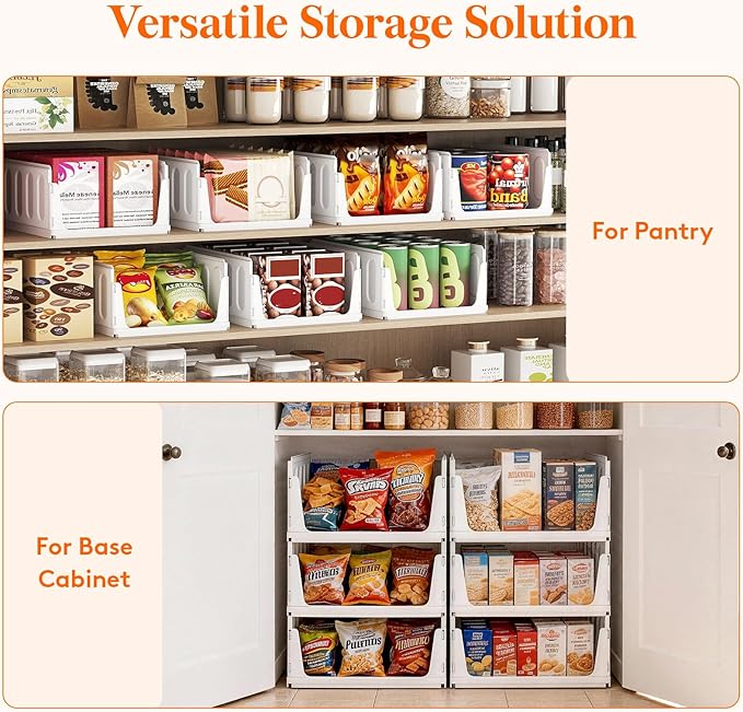 Lifewit Stackable Closet Organizers and Storage Basket for Clothes, Plastic Sweater Storage Bins for Wardrobe, Multifunctional Pants Organizer for RV, Pantry, Bathroom, Kitchen, Dorm, 24L, 6 Pack