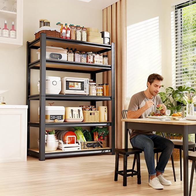 Set of 4 71"H Garage Shelving-5 Tier Garage Storage Shelves,Adjustable Heavy Duty Metal Shelving Unit and Storage Large Rack,Utility Steel Shelf For Warehouse Industrial Pantry Basement 71"x32"x14"