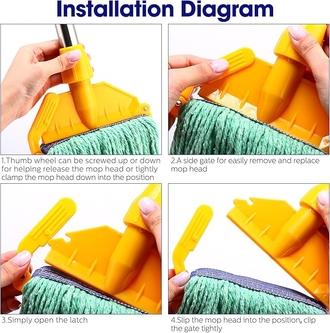 6 Pack Heavy Loop End Cotton String Mop Head Heavy Duty Mop Head Commercial Refills Mop Head Replacement for Home Industrial Commercial Floor Cleaning(Green, Blue)