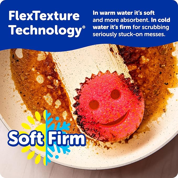 Scrub Daddy Scrub Mommy Sponges - Dish Scrubber + Non-Scratch Cleaning Sponges Kitchen, Bathroom + Multi-Surface Safe - Dual-Sided Dish Sponges for Scrubbing - Online Exclusive (3 Count)