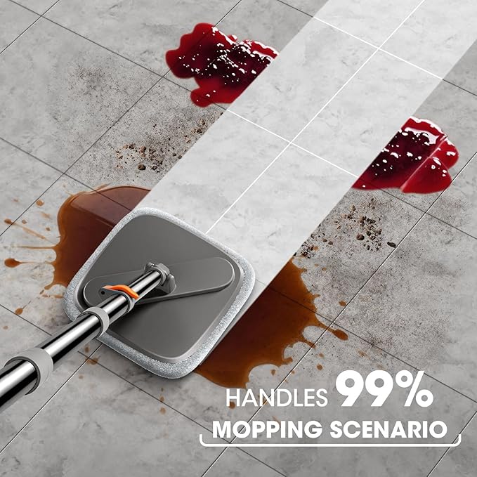 Mop and Bucket Set, Spin Mop with Separate Dirty Water System, Deep-Cleaning Mops for Floors, Versatile Mops for Walls