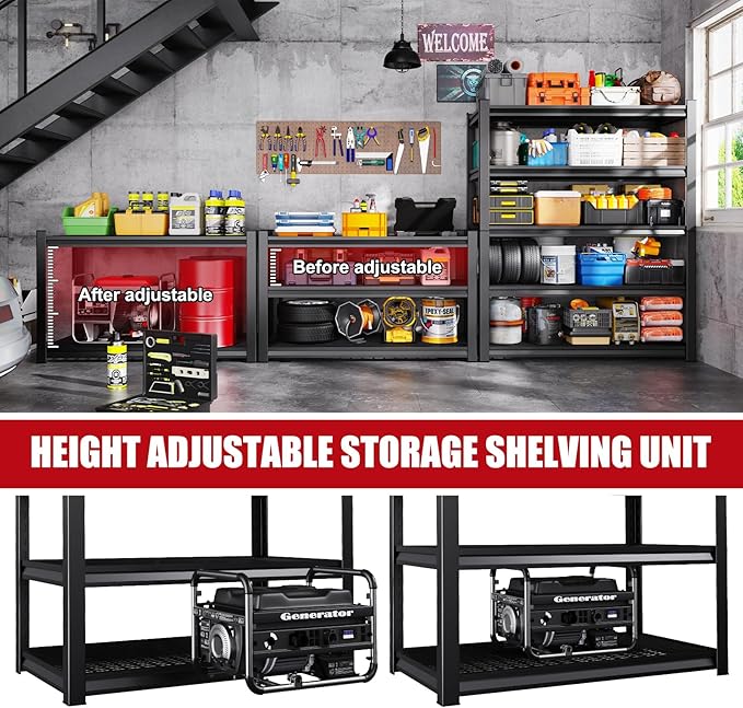 Set of 3 Garage Shelving-3000 lbs 5 Tier Storage Shelves,Adjustable Heavy Duty Metal Shelving Unit and Storage Large Wire Rack,Utility Steel Shelf for Warehouse Industrial Pantry Basement -78"x46"x20"