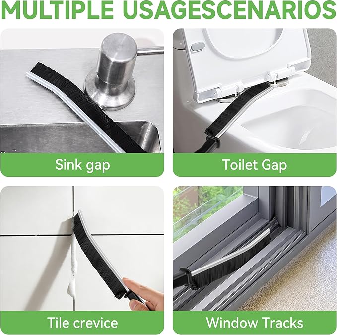 LILAC 6 Pcs Deep Cleaning Set: 2 Pack Stiff-Bristle Crevice Cleaning Brushes & 4 Pack Compressed Natural Cellulose Sponges, Gap Cleaner Scrubber Tool for Window Tracks, Tile, Kitchen, Bathroom