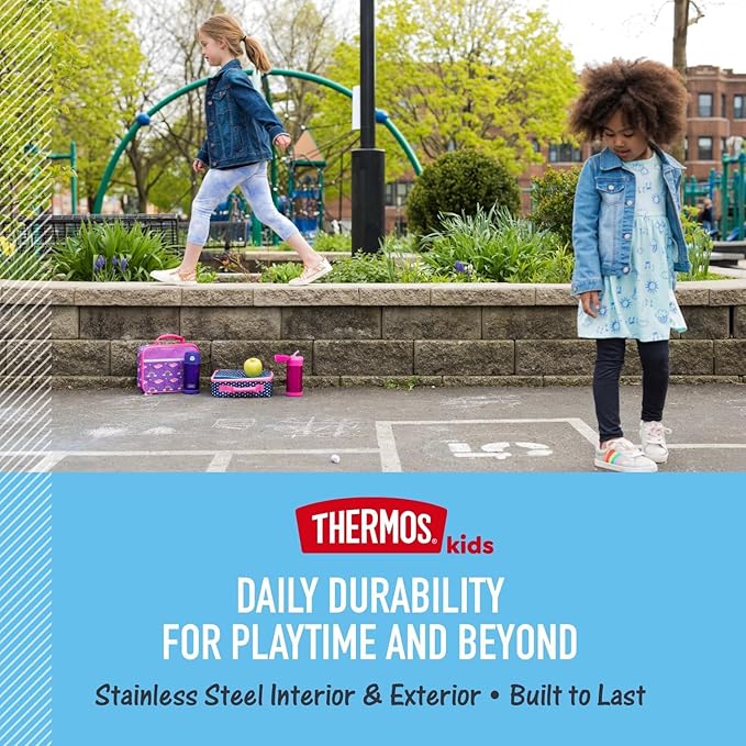 THERMOS FUNTAINER Water Bottle with Straw - 12 Ounce - Kids Stainless Steel Vacuum Insulated Water Bottle with Lid, Stitch