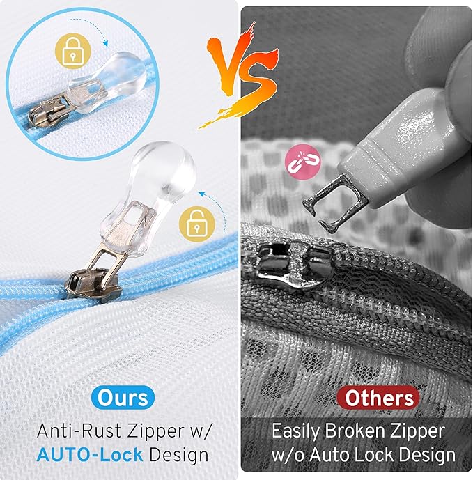 4 Pcs Mesh Laundry Bags Set for Delicates with AUTO-Lock Zipper, Lingerie Bags for Washing Delicates, Laundry Bags Mesh Wash Bags, Delicates Laundry Bag for Jeans,Blouse,Stocking,Bra(Large,20" x 16")