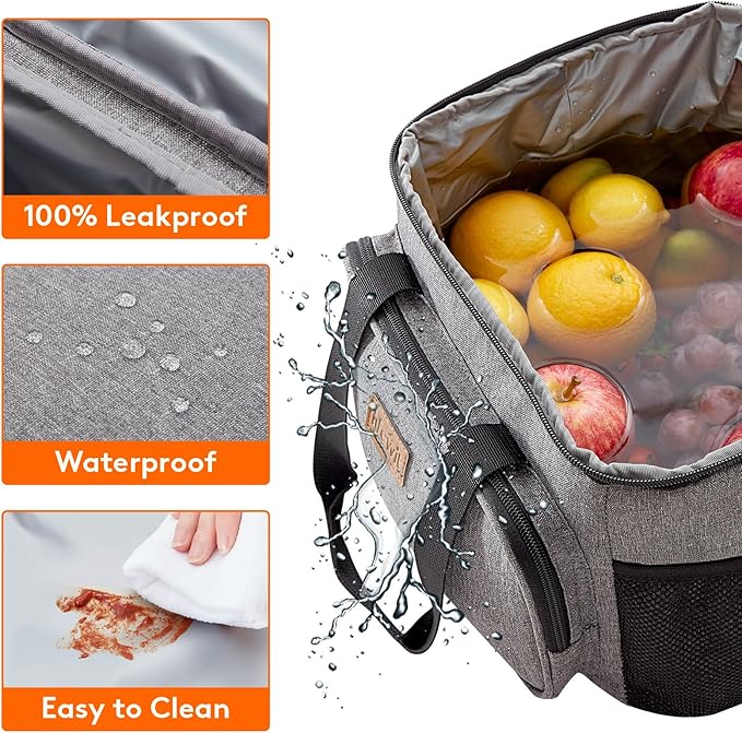 Lifewit Large Lunch Bag Insulated Lunch Box Soft Cooler Cooling Tote for Adult Men Women, Gray 24-Can (15L)