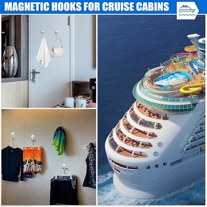LOVIMAG Hooks, 40lbs+ Magnetic Magnet Hook 2026 Cruise Cabin Ship Essentials Heavy Duty Strong Refrigerator Fridge Hanging for Classroom Beach Vacation Kitchen Grills Home Mug Hanger (20 Pack), Silver
