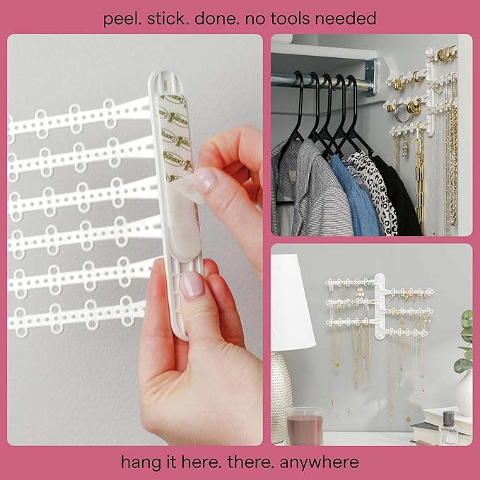 6-Tier Wall Jewelry Organizer Wall Mounted Jewelry Organizer Necklace Holder Wall Mount Hanging Necklace Organizer Jewelry Hanger Hanging Earring Holder Organizer Display (Black)