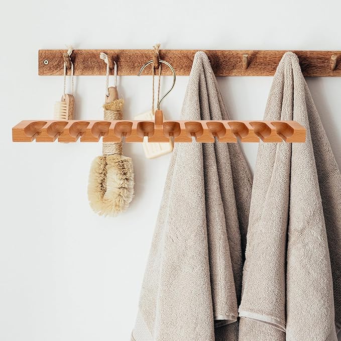 Kichvoe Wooden Belt Rack Hanger Belt Organizer for Men’s Closet Storage with Hooks Home Closet Accessory Organizer