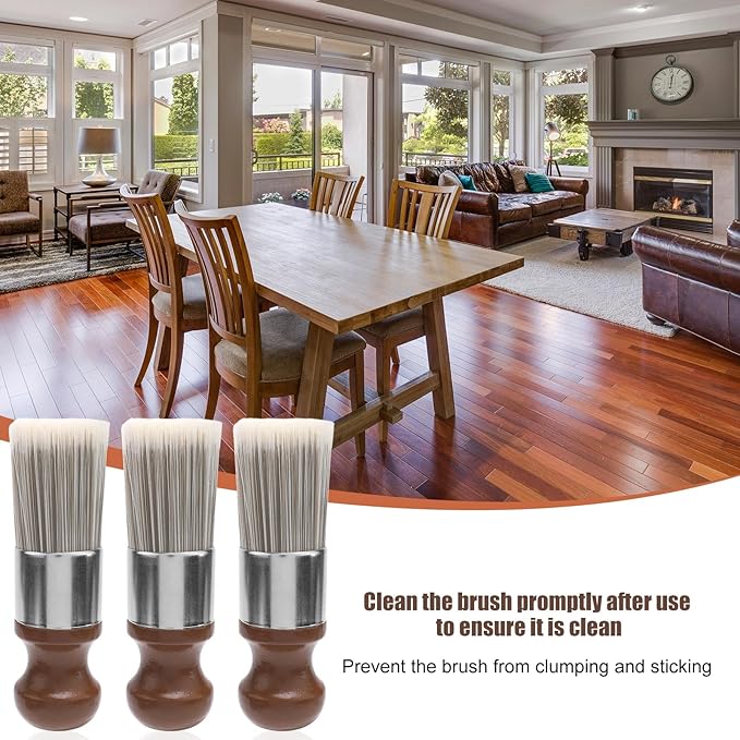 3pcs Salve Brush for Furniture, Wood & Leather Repair Cream Brush Durable Care Balm Applicator Tools for Soft Household Home Furniture Leather Vinyl Record Dust Removing