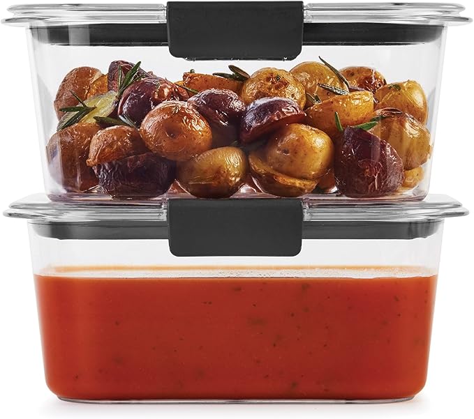 Rubbermaid Brilliance BPA-Free Food Storage Containers, Medium Deep, 4.7 Cup, Airtight & Leak-Proof, Microwave & Dishwasher Safe (Pack of 4)